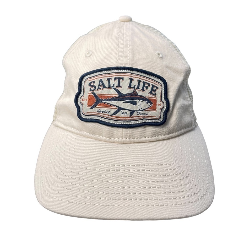 Salt Life Snapback Hat Cream Marlin Fish Patch